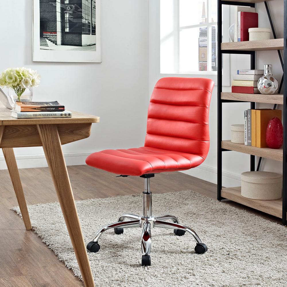 Modway Ripple Armless Mid Back Vinyl Swivel Computer Desk Office Chair - Computer Chair - BUILDMYPLACE