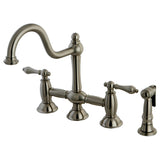 Restoration Bridge Kitchen Faucet With Brass Sprayer In 8.5" Spout Height