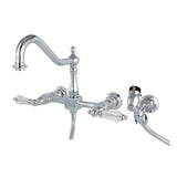 Wilshire Wall Mount Bridge Kitchen Faucet with Brass Sprayer