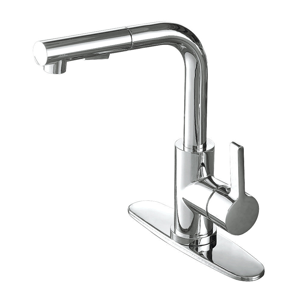 Gourmetier Continental Single Handle Kitchen Faucet With Pull Out Sprayer, Polished Chrome