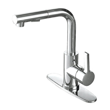 Gourmetier Continental Single Handle Kitchen Faucet With Pull Out Sprayer, Polished Chrome