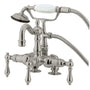 Vintage 3.4" Deck Mount Clawfoot Tub Faucet With Hand Shower, Metal Lever Handle