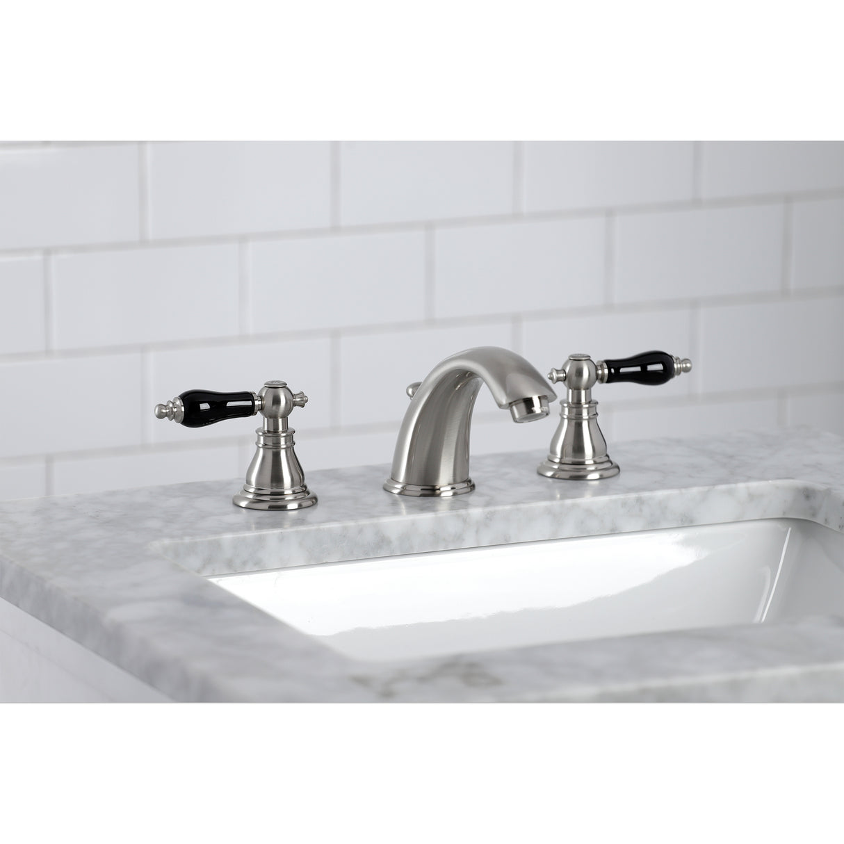 Widespread Bathroom Faucet with Plastic Pop-Up