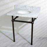 Templeton 30" x 22" Carrara Marble Vanity Top with Brass Console Legs