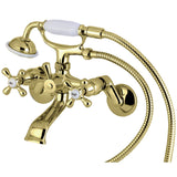 Wall Mount Clawfoot Tub Faucet With Hand Shower, Two Hole Installation