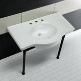 Templeton 37" x 22" Ceramic Console Sink with Stainless Steel Legs