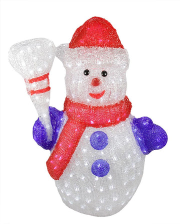 24" Pre-lit Commercial Grade Acrylic Snowman Christmas Display Decoration - Polar White LED Lights