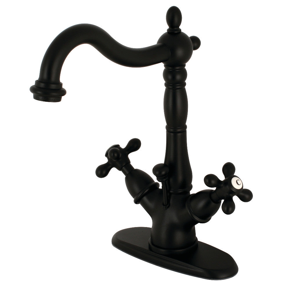 Two-handle Single Hole Deck Mount Bathroom Sink Faucet with Brass Pop-up and Cover Plate