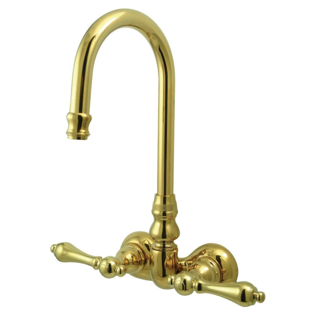 Vintage 3.4" Wall Mount Tub Faucet In 5.63" Spout Reach With Metal Lever Handles