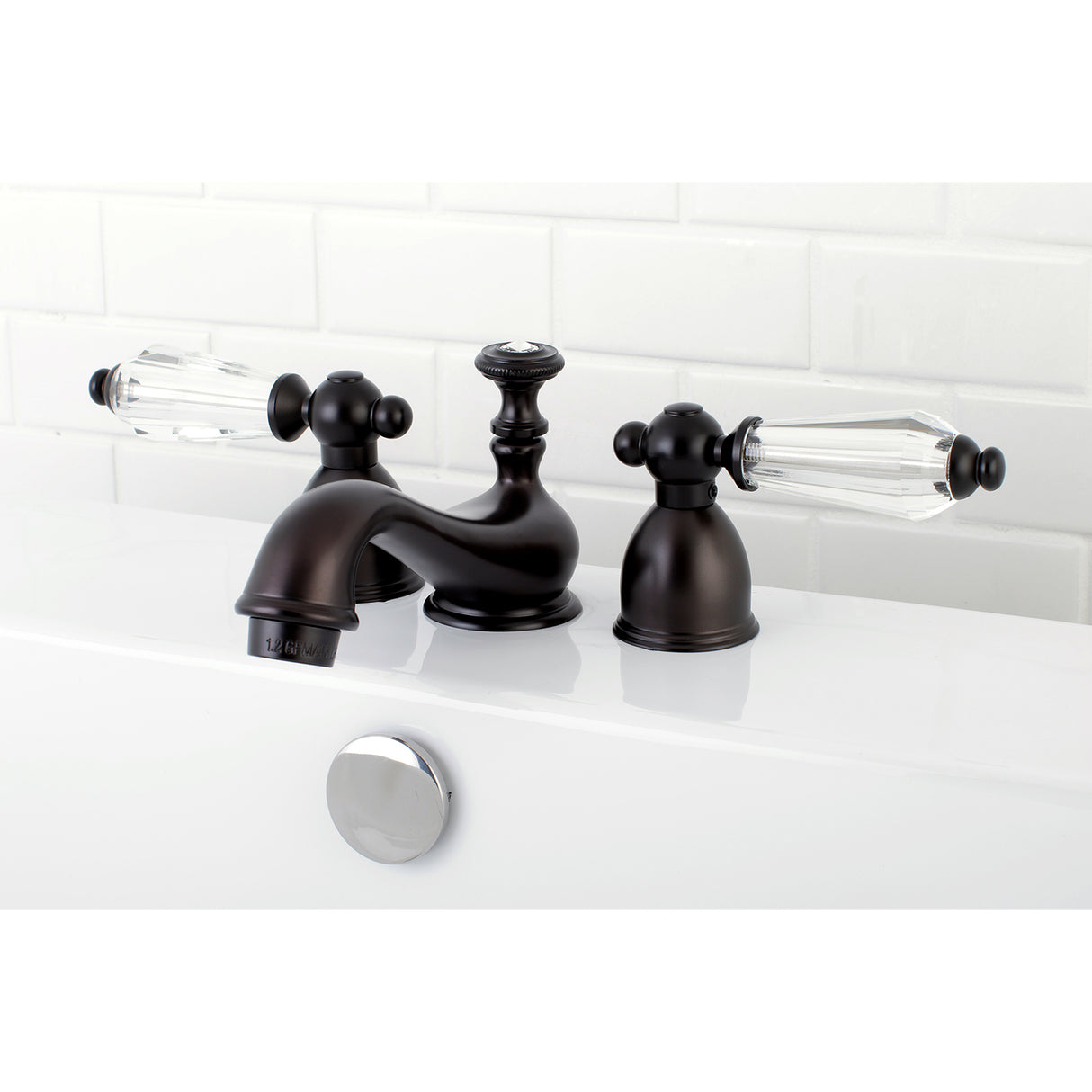 Wilshire Mini Widespread Two-handle 3-Hole Deck Mount Bathroom Sink Faucet With Brass Pop-Up