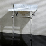 Templeton 30" x 22" Carrara Marble Bathroom Console Vanity with Acrylic Pedestal