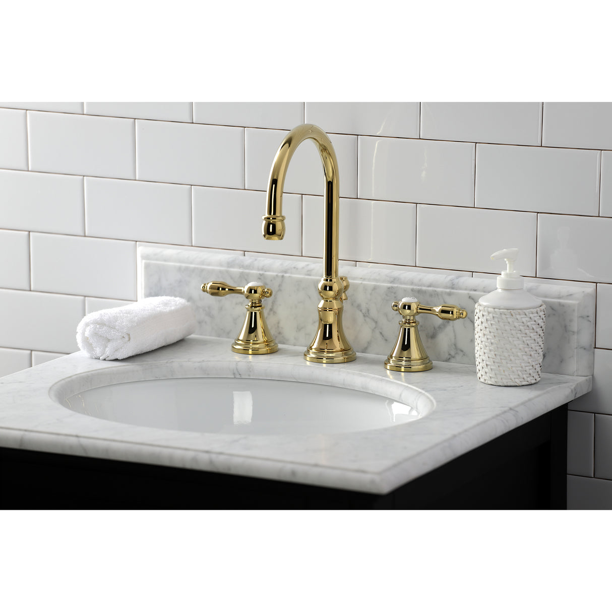 Tudor Widespread Bathroom Faucet W/ Brass Pop Up