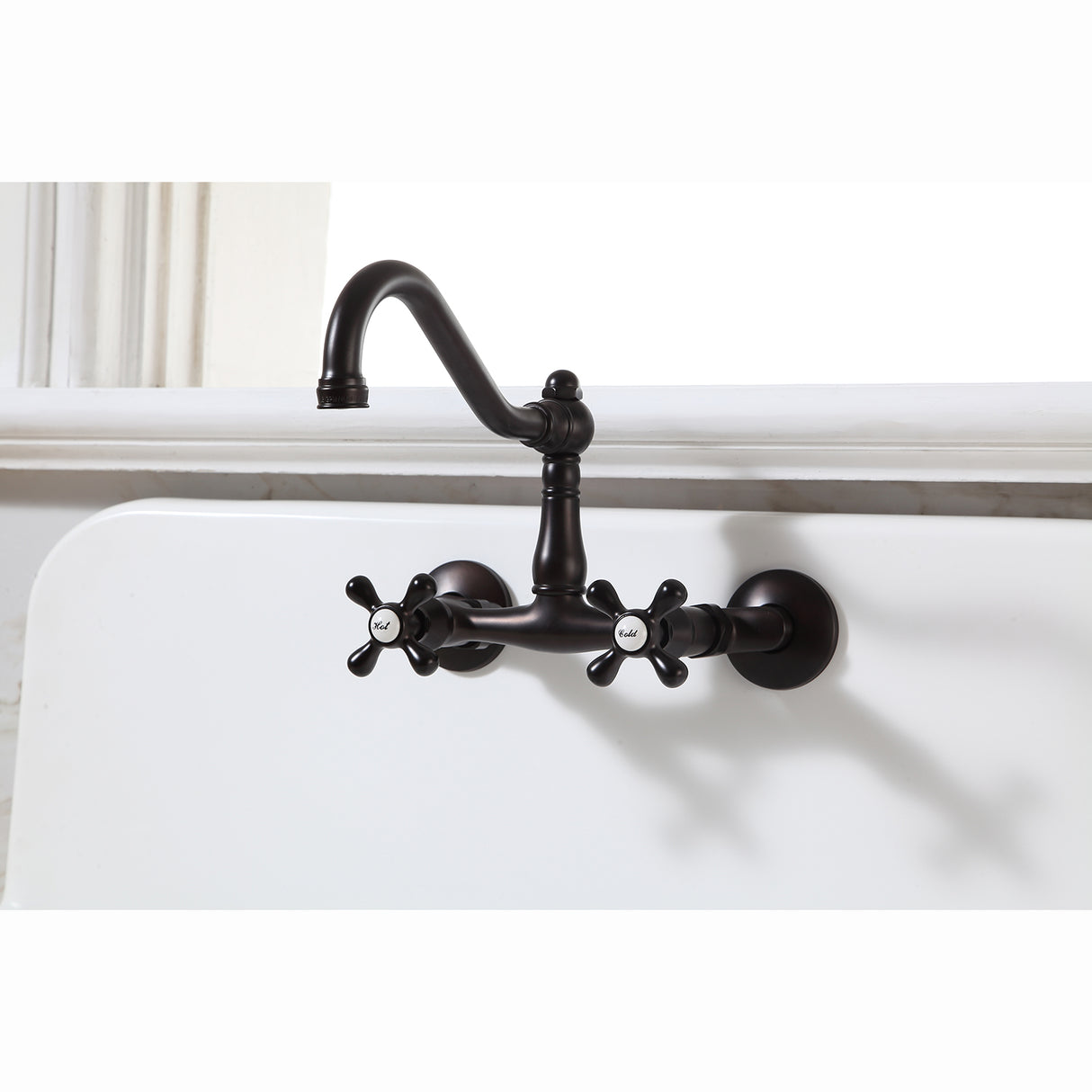 Vintage 6 Inch Traditional Adjustable Center Wall Mount Kitchen Faucet