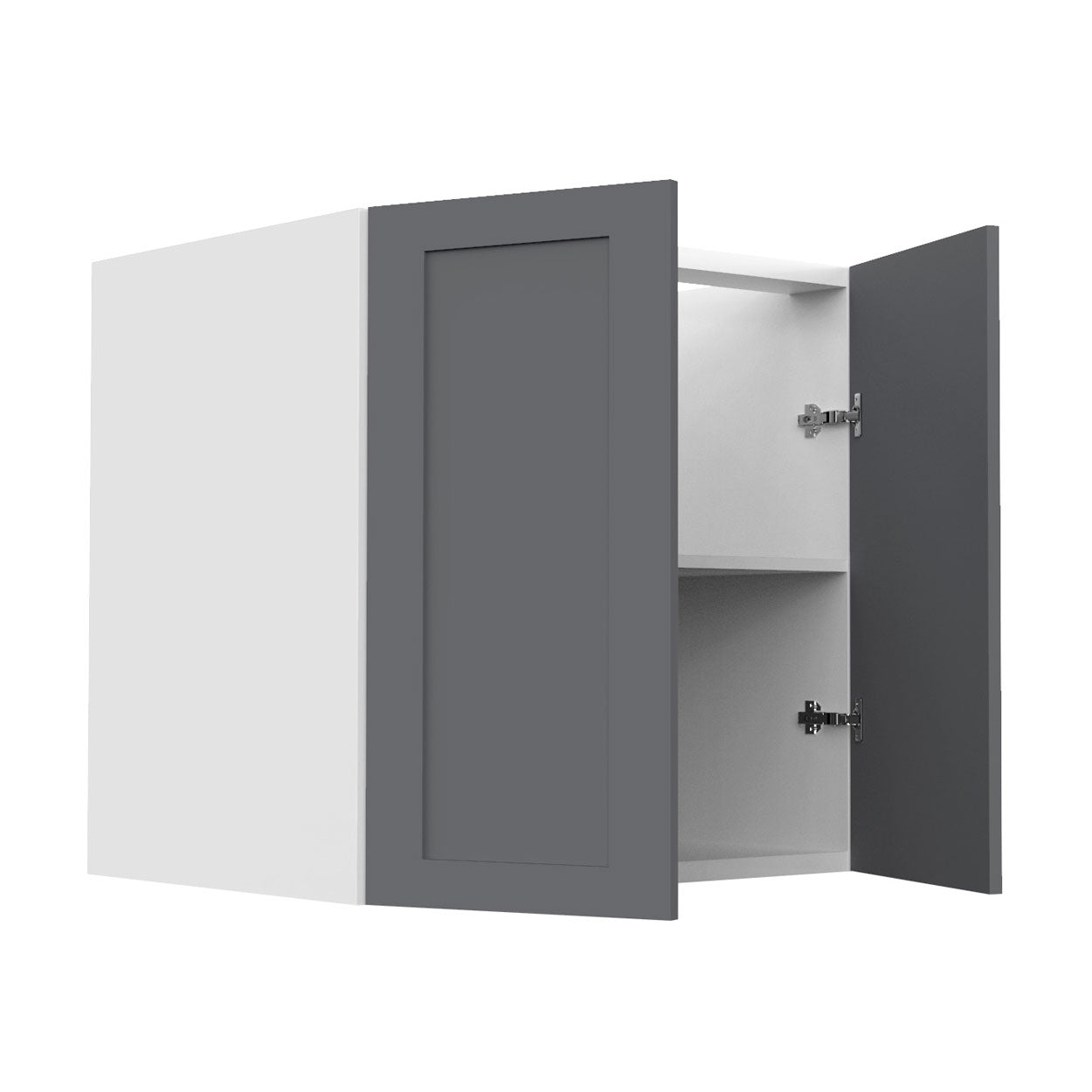 RTA - Grey Shaker - Vanity Base Full Double Door Cabinet | 30"W x 30"H x 21"D