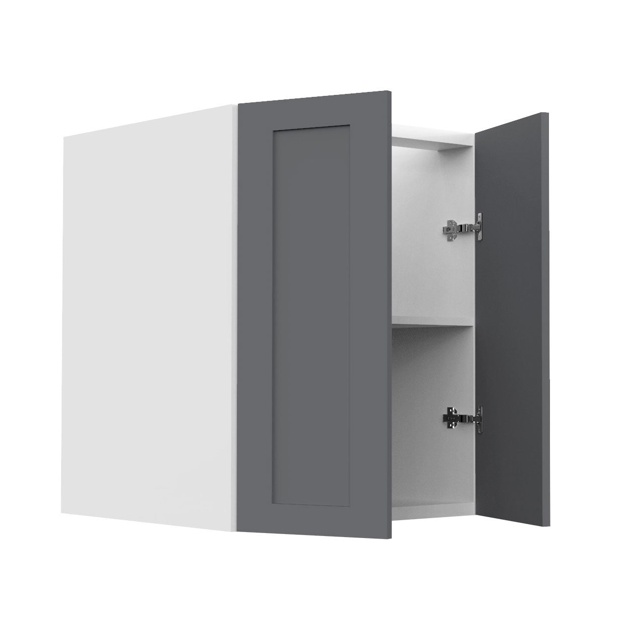 RTA - Grey Shaker - Full Height Double Door Base Cabinets | 24"W x 30"H x 23.8"D