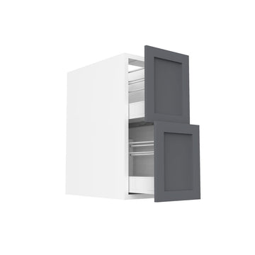 RTA - Grey Shaker - Two Drawer Base Cabinets | 12"W x 30"H x 23.8"D