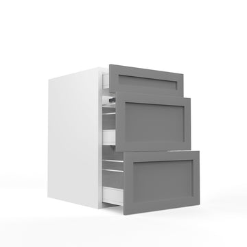 RTA - Grey Shaker - Three Drawer Base Cabinets | 21"W x 30"H x 23.8"D