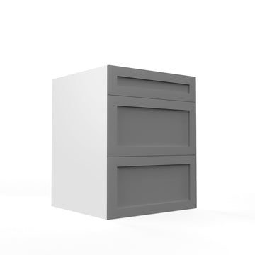 RTA - Grey Shaker - Three Drawer Base Cabinets | 24