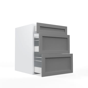 RTA - Grey Shaker - Three Drawer Base Cabinets | 24