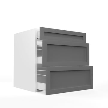 RTA - Grey Shaker - Three Drawer Base Cabinets | 30"W x 30"H x 23.8"D