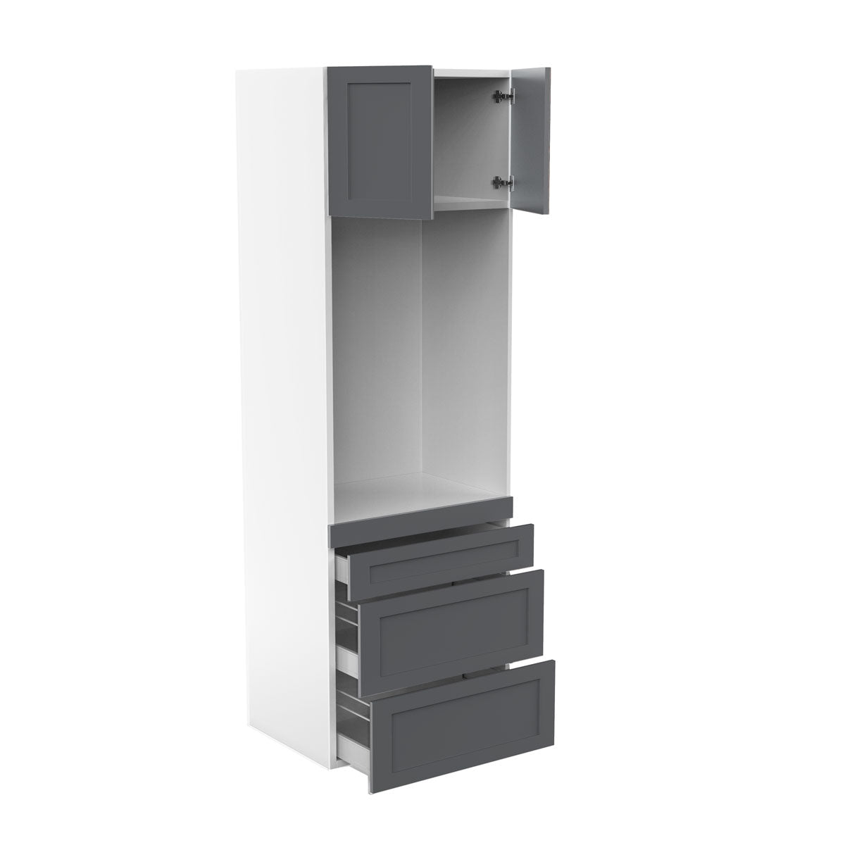 RTA - Grey Shaker - Single Oven Tall Cabinets | 30"W x 90"H x 23.8"D