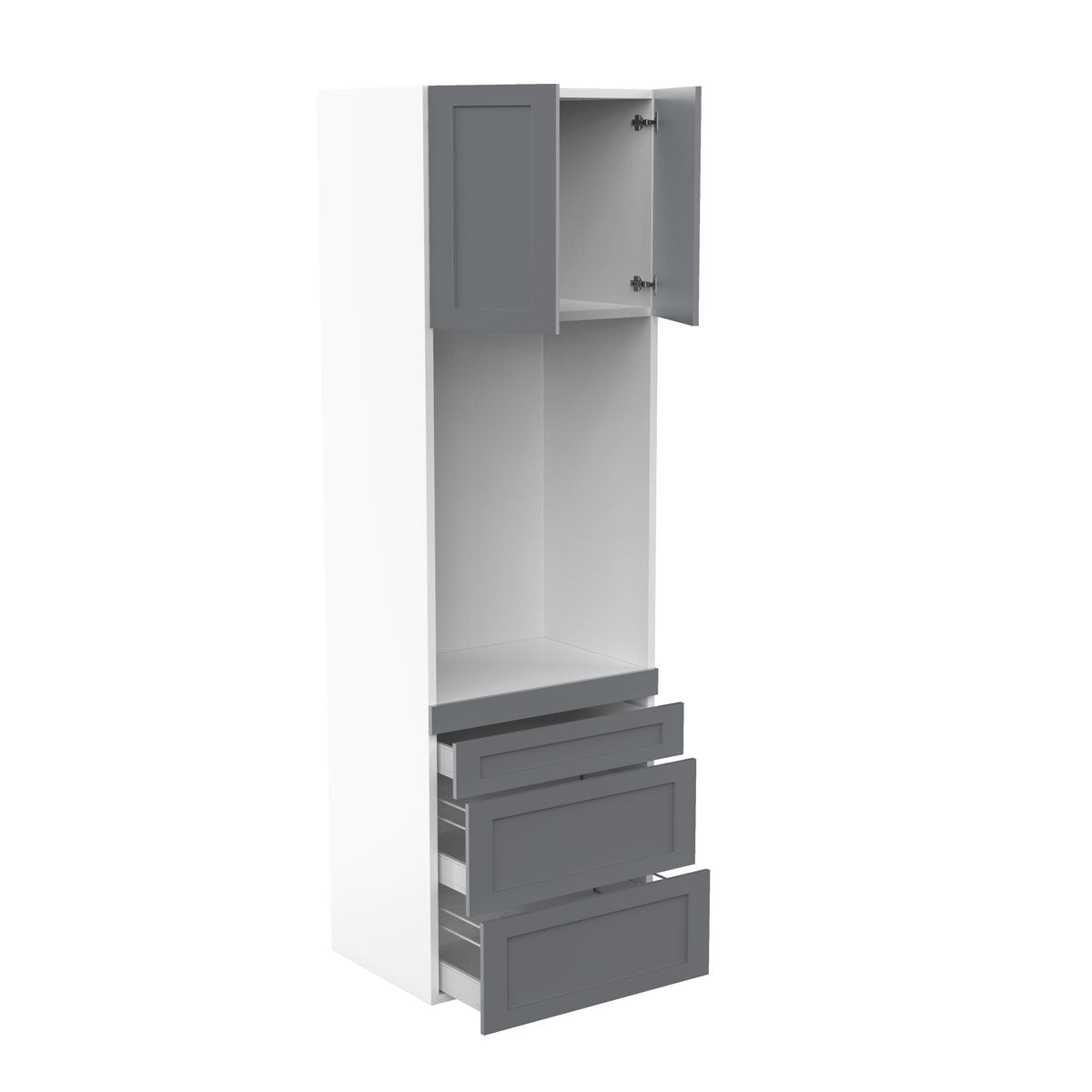 RTA - Grey Shaker - Single Oven Tall Cabinets | 30"W x 96"H x 23.8"D