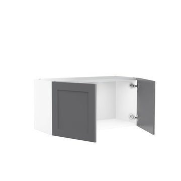 RTA - Grey Shaker - Double Door Wall Cabinets | 30"W x 15"H x 12"D