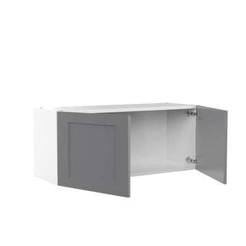 RTA - Grey Shaker - Double Door Wall Cabinets | 36"W x 15"H x 12"D