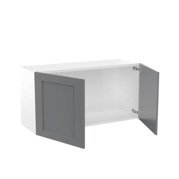 RTA - Grey Shaker - Double Door Wall Cabinets | 36"W x 18"H x 12"D