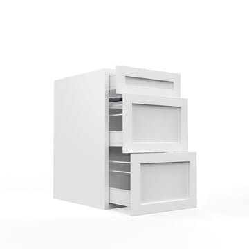 RTA - White Shaker - Three Drawer Base Cabinets | 18