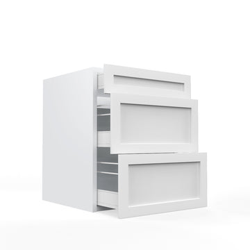 RTA - White Shaker - Three Drawer Base Cabinets | 24"W x 30"H x 23.8"D