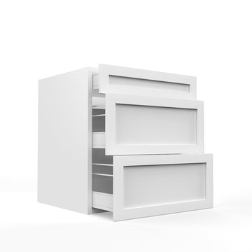 RTA - White Shaker - Three Drawer Base Cabinets | 27"W x 34.5"H x 24"D