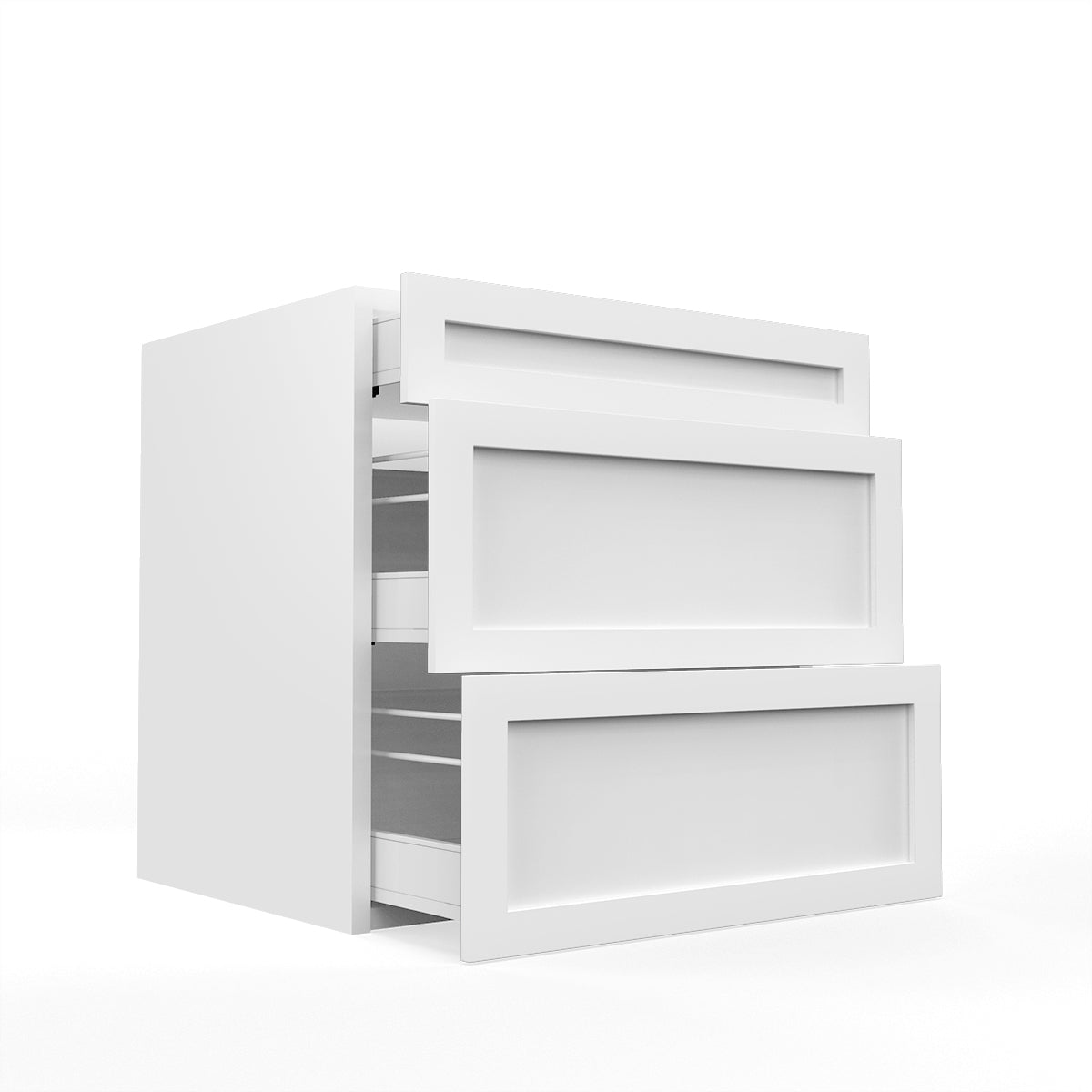 RTA - White Shaker - Three Drawer Base Cabinets | 30"W x 30"H x 23.8"D
