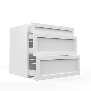 RTA - White Shaker - Three Drawer Base Cabinets | 33"W x 30"H x 23.8"D
