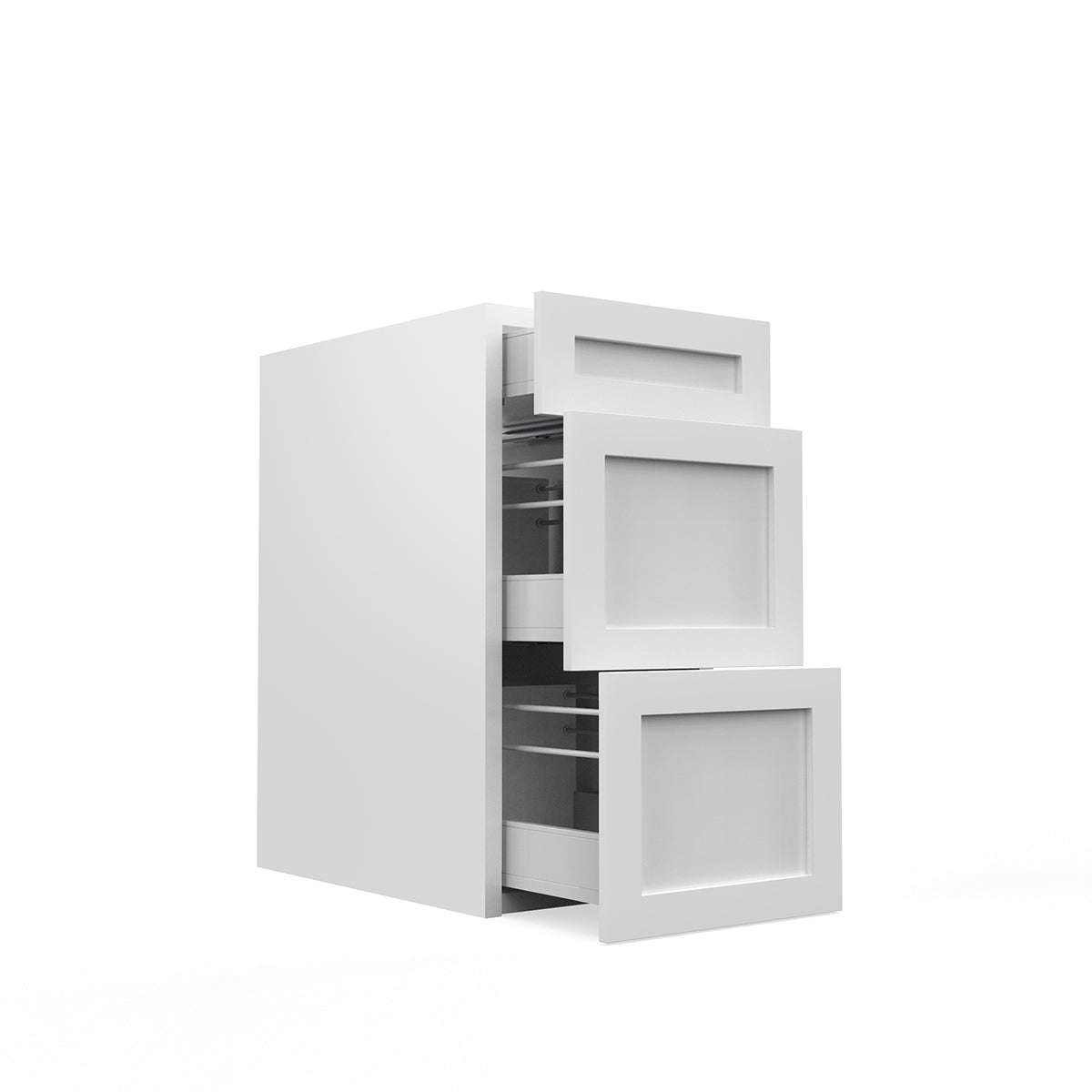 RTA - White Shaker - Three Drawer Vanity Cabinets | 15"W x 30"H x 21"D