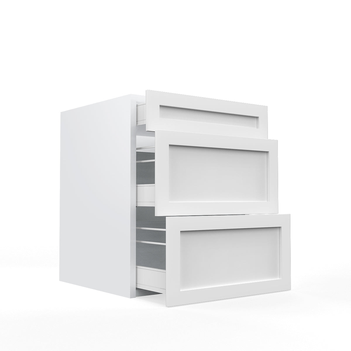 RTA - White Shaker - Three Drawer Vanity Cabinets | 24"W x 30"H x 21"D