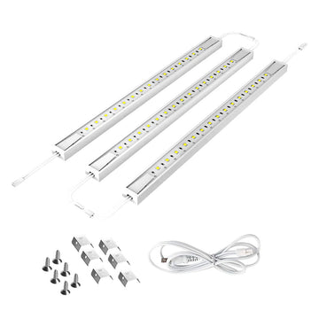 12" Hardwired Under Cabinet Lighting 3Pc Kit - 3x3.6W Linkable Light Bar - 330 Lumens - White