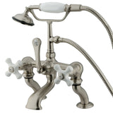 Vintage 7" Deck Mount Tub Faucet With Hand Shower In 6.63" Spout Reach