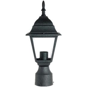 Carriage Style Decorative Post Mount Outdoor Fixture - Clear Beveled Glass - Fits One 60W A19 CFL (Not Included)