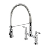 Two-Handle Deck-Mount Pull-Down Sprayer Kitchen Faucet