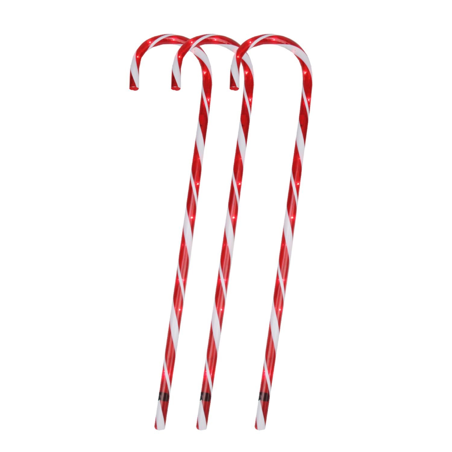 Pack of 3 Lighted Candy Cane Pathway Markers Outdoor Christmas Decorations 28"