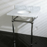 Templeton 30" x 22" Carrara Marble Vanity Top with Brass Console Legs