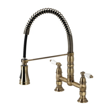 Heritage Two-Handle Traditional Deck-Mount Pull-Down Sprayer Kitchen Faucet