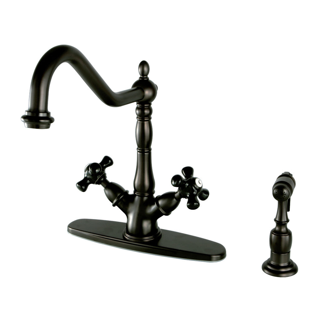 8" Centerset Deck Mount Kitchen Faucet With Brass Sprayer