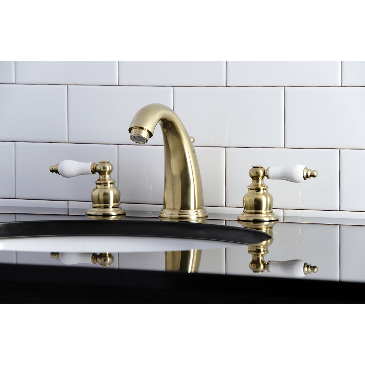 Victorian Two Handle 8 In. Two-handle 3-Hole Deck Mount Widespread Bathroom Sink Faucet