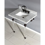 Templeton 30" x 22" Carrara Marble Vanity Top with Clear Acrylic Console Legs