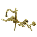 Heritage Traditional Wall Mount Bridge Kitchen Faucet with Brass Sprayer