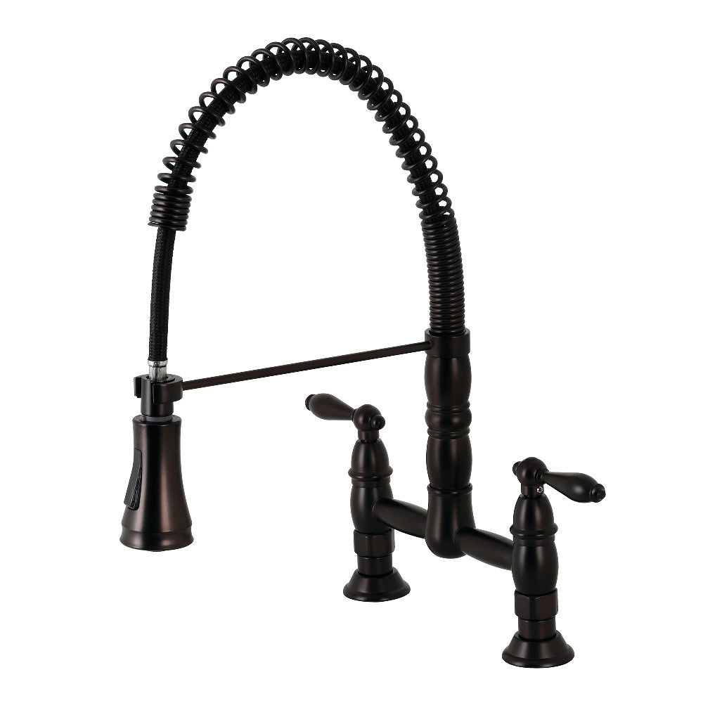 Two-Handle Deck-Mount Pull-Down Sprayer Kitchen Faucet