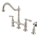 Heritage Bridge Kitchen Faucet with Brass Sprayer