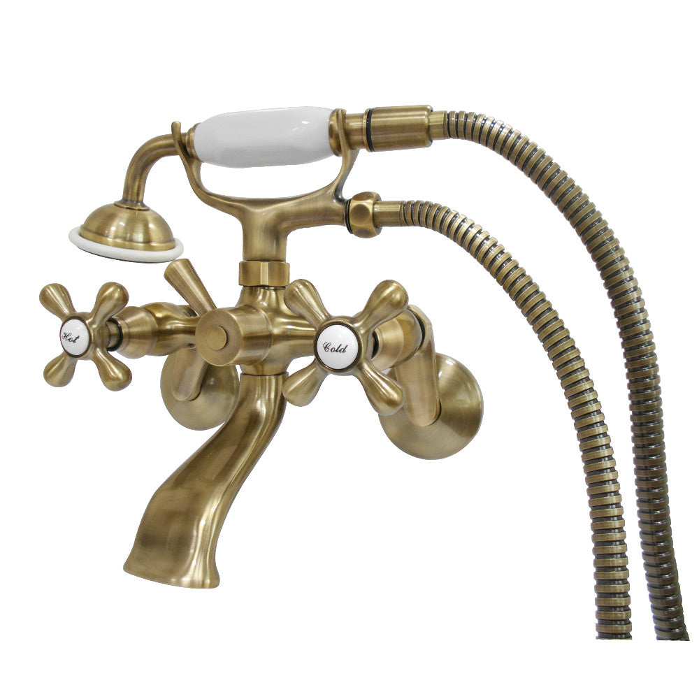 Wall Mount Clawfoot Tub Faucet With Hand Shower, Two Hole Installation
